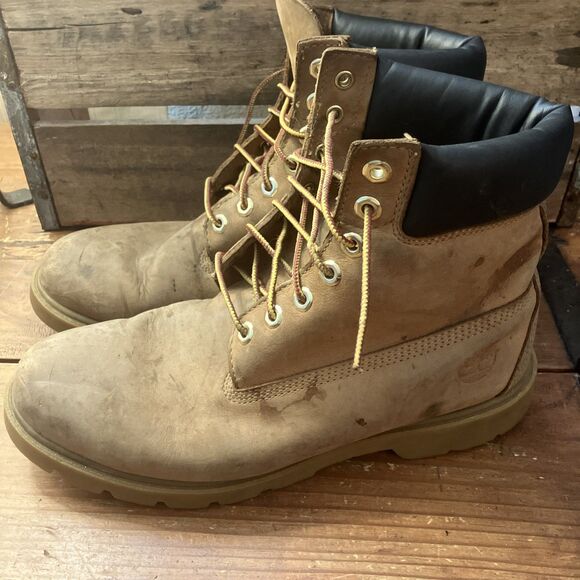 Timberland Boots Mens 9.5 W Premium 6” Wheat Nubuck Waterproof 18094 Leather main image 5